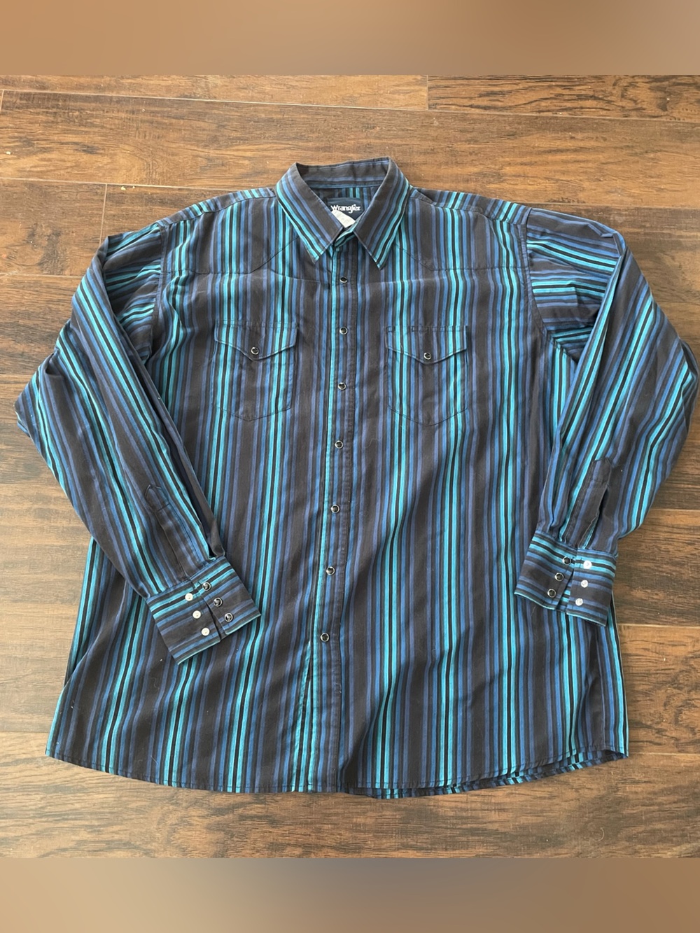 VTG Wrangler Brushpopper Shirt Blue XXL Western 90s